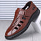 Cowhide Business Formal Wear Hollow Breathable Plus Size Men's Casual Leather Sandals