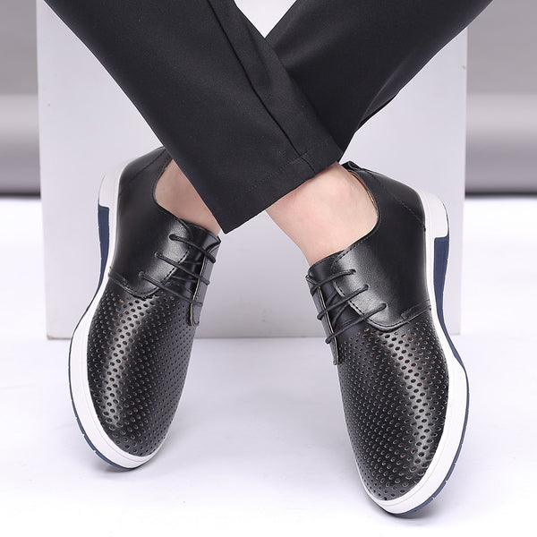 Men's Casual Plus Size Fashion Hollowed-out Hole Perforated Leather Shoes